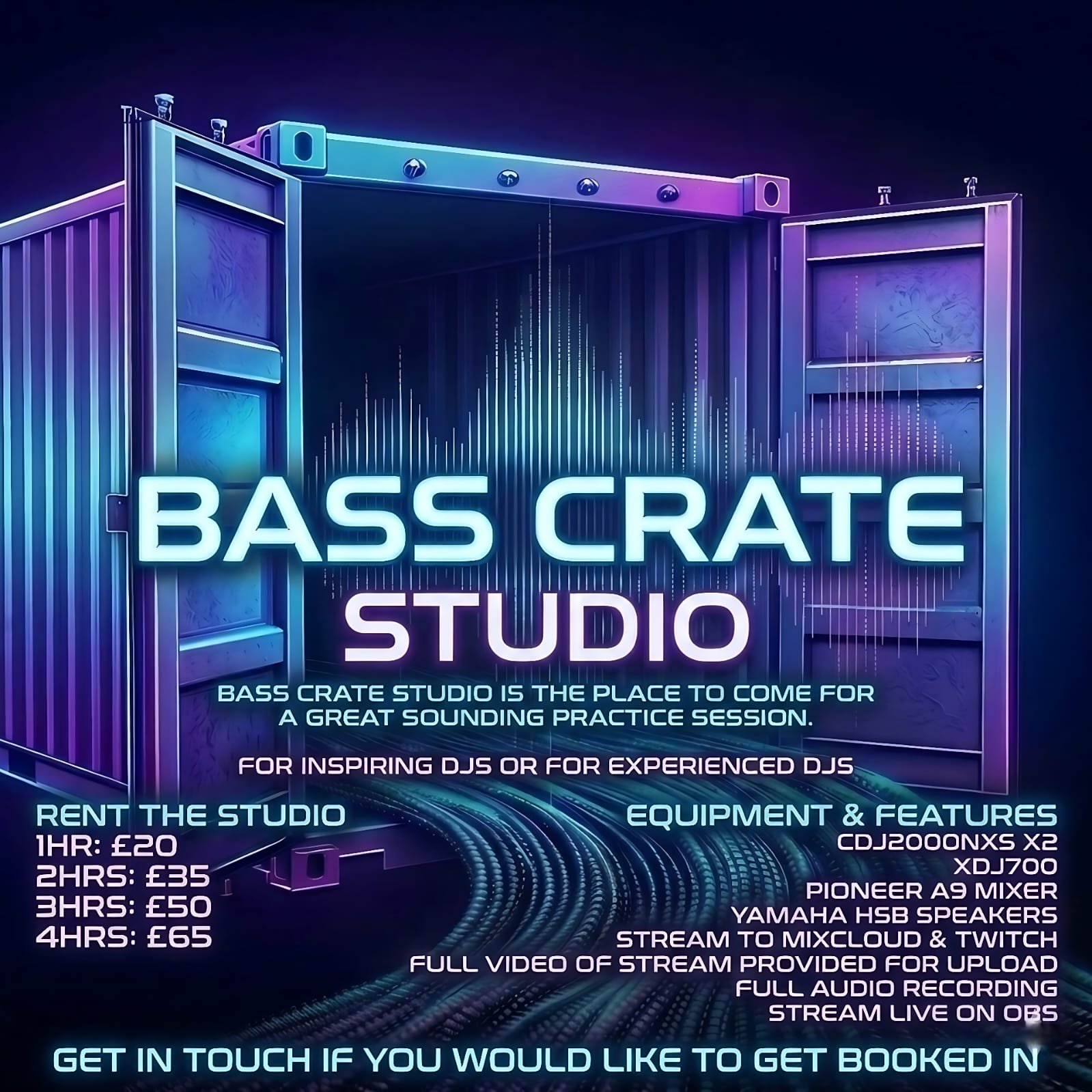 Bass Crate Studio rates and equipment artwork